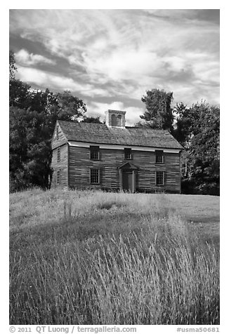 Historic house, Minute Man National Historical Park. Massachussets, USA (black and white)