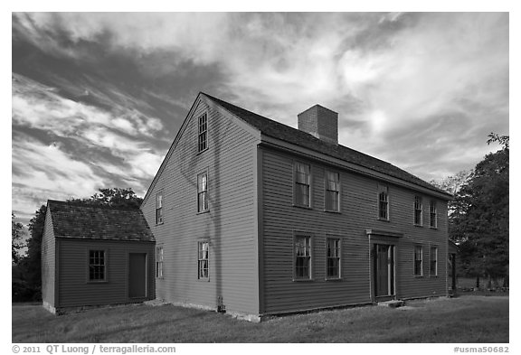 Historic Samuel Brooks House, Minute Man National Historical Park. Massachussets, USA (black and white)