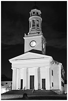 First Parish at night, Concord. Massachussets, USA ( black and white)
