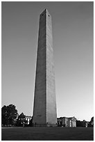 Bunker Hill Monument, sunrise, Charlestown. Boston, Massachussets, USA (black and white)