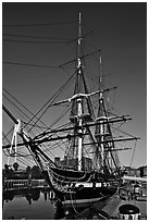 USS Constitution frigate. Boston, Massachussets, USA ( black and white)