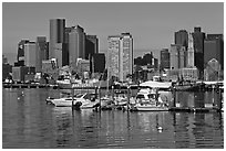 Bostron harbor and financial district. Boston, Massachussets, USA ( black and white)