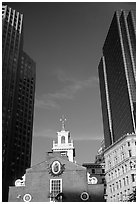 Old State House and Financial District skyscrapers. Boston, Massachussets, USA ( black and white)