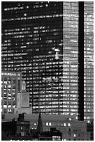 Old church and John Hancock Tower at dusk. Boston, Massachussets, USA (black and white)