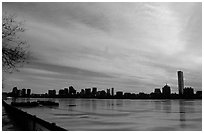 Downtown seen across the frozen Charles River. Boston, Massachussetts, USA ( black and white)