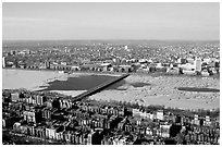 The frozen Charles River seen from the Prudential Tower. Boston, Massachussetts, USA ( black and white)