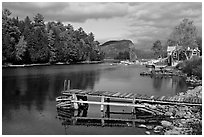 Moose River and Mount Kineo in autumn, Rockwood. Maine, USA ( black and white)