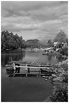 Deck, Moose River, Rockwood. Maine, USA ( black and white)
