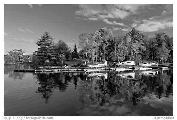 Seaplanes and autumn foliage, West Cove, late afternoon, Greenville. Maine, USA