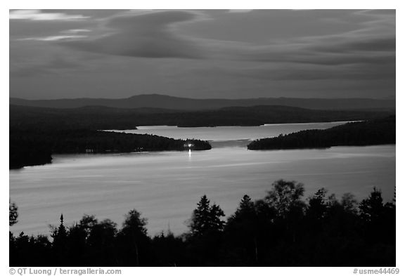 Moosehead Lake at dusk, Greenville. Maine, USA (black and white)