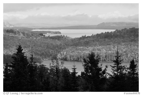 Beaver Cove and Lilly Bay in the distance. Maine, USA