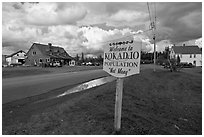 Welcome to Kokadjo sign. Maine, USA ( black and white)