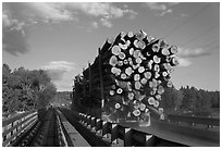 Truck carrying logs, Abol bridge. Maine, USA (black and white)