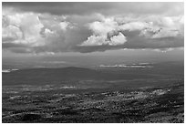 Storm clouds above autumn landscape. Baxter State Park, Maine, USA (black and white)