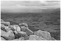 Moving rain front seen from South Turner Mountain. Baxter State Park, Maine, USA ( black and white)