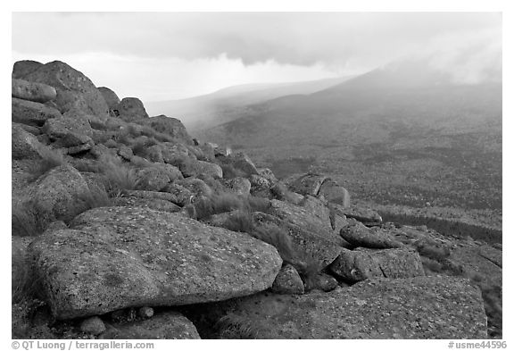 Boulders and rain showers, from South Turner Mountain. Baxter State Park, Maine, USA