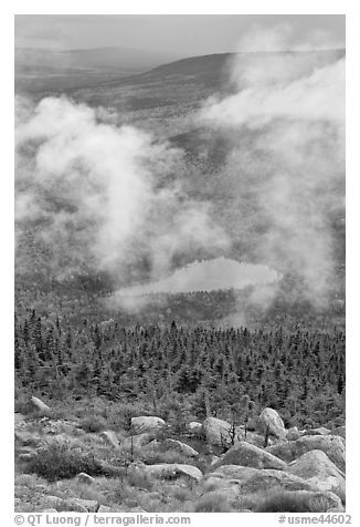 View from South Turner Mountain after the rain. Baxter State Park, Maine, USA (black and white)