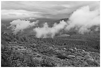 Autumn landscape with clouds hovering below mountains. Baxter State Park, Maine, USA ( black and white)