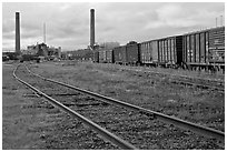 Railroad and mill, Millinocket. Maine, USA (black and white)