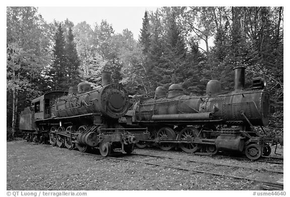 Lacroix locomotives. Allagash Wilderness Waterway, Maine, USA