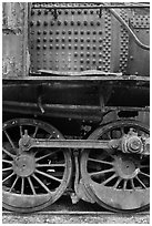 Close-up of rusting locomotive. Allagash Wilderness Waterway, Maine, USA ( black and white)
