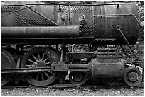 Rusting steamer in the woods. Allagash Wilderness Waterway, Maine, USA (black and white)