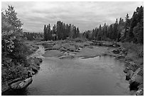 Sand bar, Machias River in autumn. Maine, USA ( black and white)