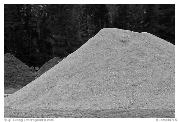 Sawdust pile, Ashland. Maine, USA (black and white)