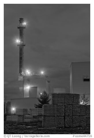 Lumber mill at dusk, Ashland. Maine, USA