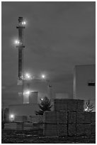 Lumber mill at dusk, Ashland. Maine, USA (black and white)