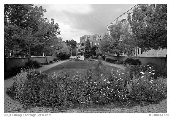 Park along the Kenduskeag stream. Bangor, Maine, USA (black and white)