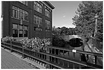 Parks and bridges over Kenduskeag stream. Bangor, Maine, USA ( black and white)