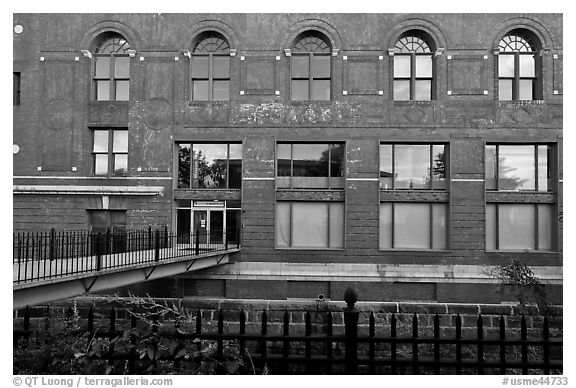 Maine University Art Museum facade. Bangor, Maine, USA (black and white)