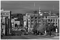 State Street and downtown. Bangor, Maine, USA (black and white)
