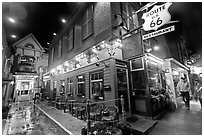 Route 66 restaurant at night. Bar Harbor, Maine, USA (black and white)