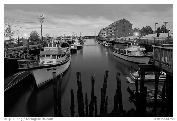 Harbor at dawn. Portland, Maine, USA (black and white)