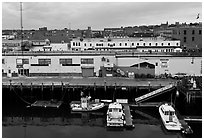Boats and piers. Portland, Maine, USA ( black and white)