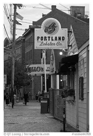Harborfront street. Portland, Maine, USA (black and white)