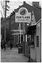 Harborfront street. Portland, Maine, USA ( black and white)