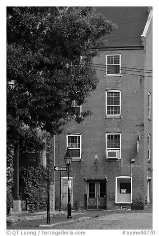 Brick building. Portland, Maine, USA (black and white)