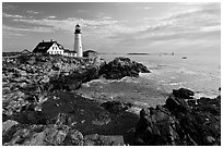 Portland Head Lighthouse, early morning. Portland, Maine, USA ( black and white)