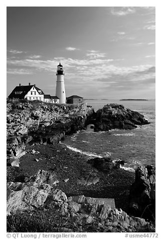 Portland Headlight, Cape Elizabeth. Portland, Maine, USA (black and white)