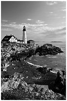 Portland Headlight, Cape Elizabeth. Portland, Maine, USA (black and white)