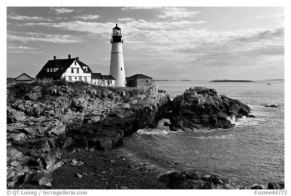 Portland Head Light Station. Portland, Maine, USA (black and white)