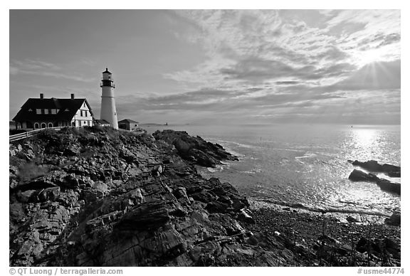 Portland Head Light on shores of Fort Williams Park. Portland, Maine, USA