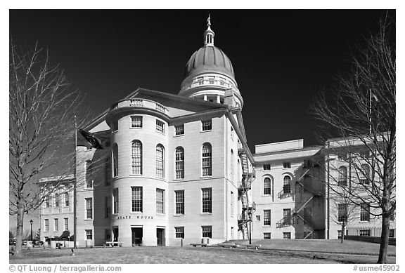 Maine Capitol. Augusta, Maine, USA (black and white)