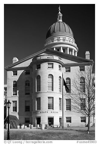 Maine State House. Augusta, Maine, USA (black and white)