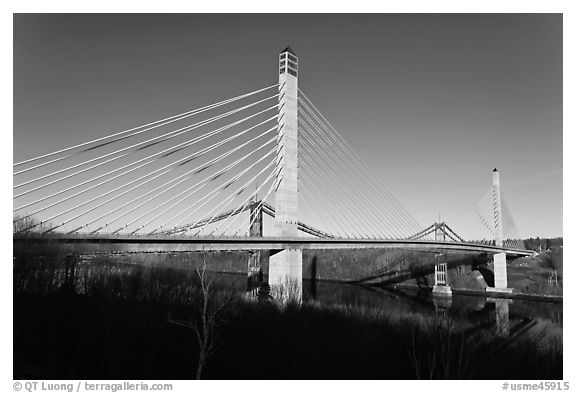 Penobscot Narrows Bridge and Observatory. Maine, USA (black and white)