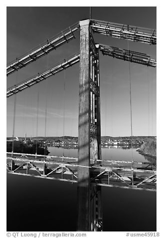 Historic Waldo-Hancock Bridge. Maine, USA (black and white)