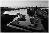 Small boat harbor at dawn. Stonington, Maine, USA ( black and white)